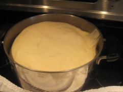 right before shaping; the dough has relaxed at room temp